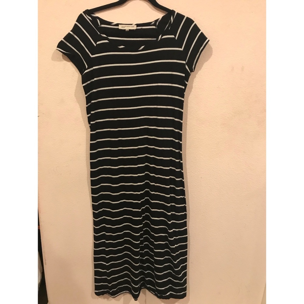 Black and White Striped Midi Dress